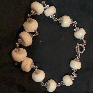 Stephen Dweck Necklace cow bone antique beads 22”